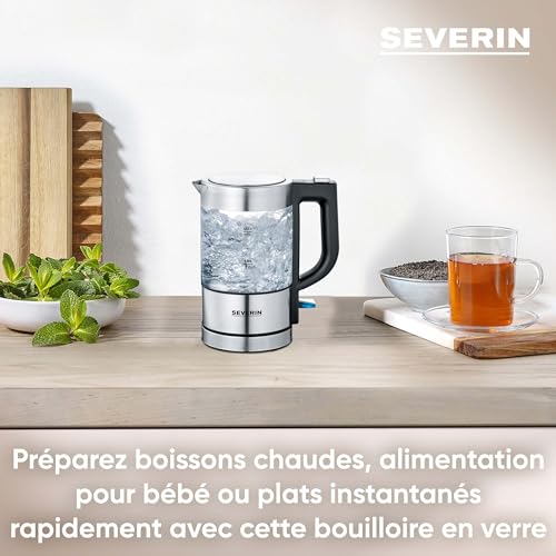Bouilloire en verre 0,5L SEVERIN WK 3472 compacte en inox et noir - 4