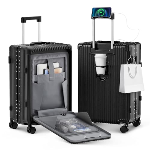 20 Inch Carry on Luggage with Front Pocket Hard Shell Suitcase with Wheels