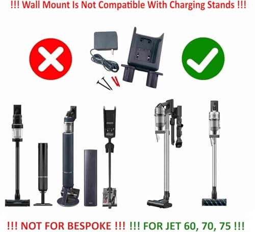 Image of Replacement Wall Mount Accessory Holder Charging Docking Station + AC Power Adapter Charger Combo for Samsung Jet 60 Jet 70 Jet 75 Jet 75+ Series Fit Flex Pet Cordless Stick Vacuum Cleaner (White)