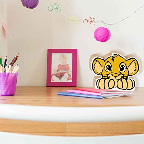 Image of Disney The Lion King Simba Head Shelf Sitter Decor | Chunky Wood Block Cutout for Kids' Bedroom, Play Room or Nursery