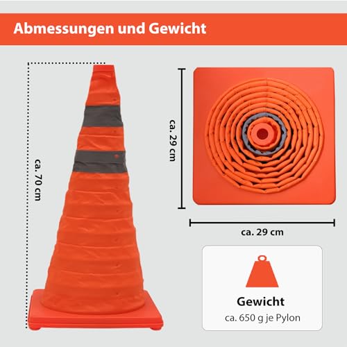 4 x Faltbare TRUTZHOLM Pylonen 70 cm