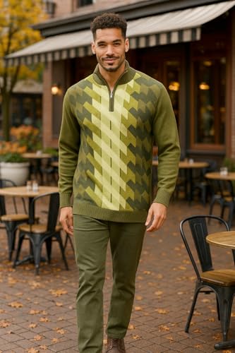 STACY ADAMS Men’s Sweater, Ombre Geometric Front Design2