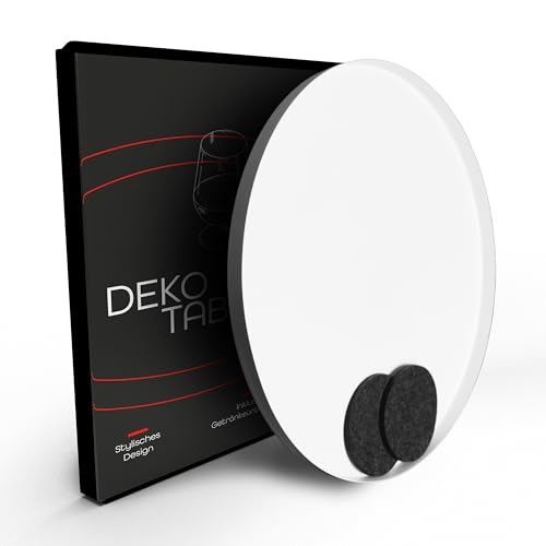 Plateau rond blanc DREIBERG Ø 40 cm en métal design chic pour table - 6