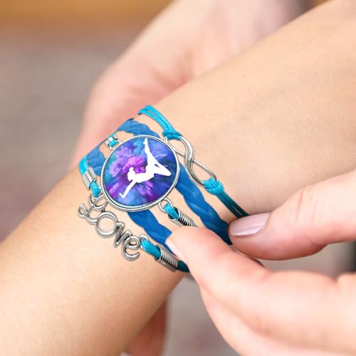 Image of Gymnastics Bracelets for Girls Gifts for Teen Girls,Teams Initial Charm Jewelry,Sport Ballerina Birthday Christmas Gifts