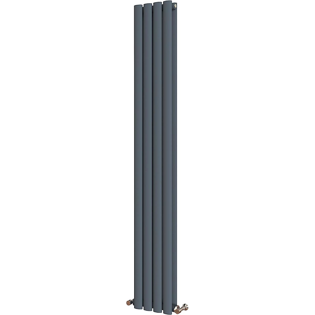 Radbliss Oval Column Vertical Radiator 1600x236mm Anthracite Double Central Heating Upright Tall Designer RAD