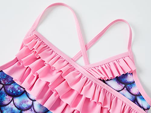 Little Girls Ruffle Mermaid One Piece Swimsuit Bathing Suit Toddler Size 6X/73
