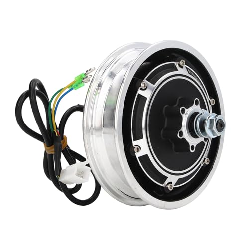 Uxsiya Motor de Cubo de Patinete Eléctrico de 48V, Cubo de Rueda de Aleación de Aluminio con Freno de Disco de 1000W para Neumático Exterior de 10 Pulgadas