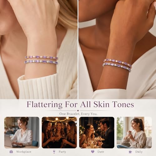 18K Rose Gold-Plated Sterling Silver Tennis Bracelets for Women (2-Pc) — view 3