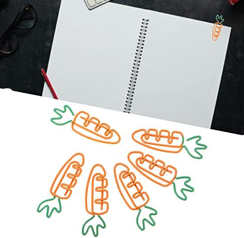 100Pcs Carrot Paper Clips, Carrot Shaped Design Metal Paper Clip Fruit Theme Paperclips Page Clamp for School Office Supplies Accessories