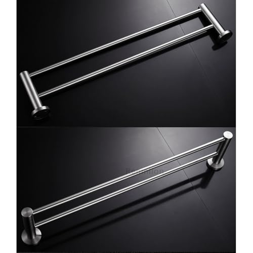 Barre porte-serviettes murale double en acier inoxydable argent brossé
