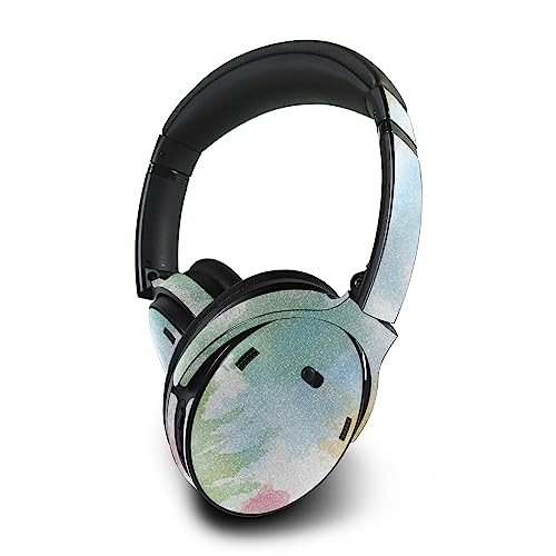 Image of MightySkins Glossy Glitter Skin Compatible with Bose QuietComfort 45 Headphones Watercolor White | Protective, Durable High-Gloss Glitter Finish | Easy to Apply