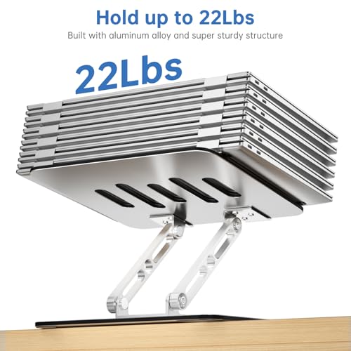 Image of Laptop Stand for Desk Adjustable Computer Stand with 360 Rotating Base Ergonomic Laptop Riser Mount for Desk Foldable Protable Computer Desk Fits with MacBook Pro Air, Rectangle