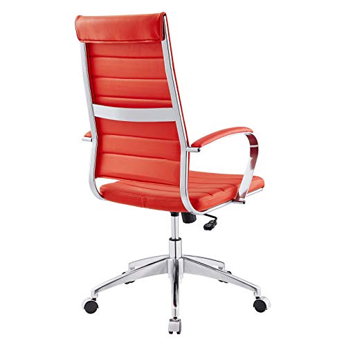 Modway Jive Ribbed High Back Tall Executive Swivel Office Chair With Arms In Red #TOP5