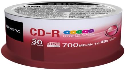 Sony 30CDQ80XP CD-R 48X 80 min/700MB Color Spindle Compact Disc, 30-Pack