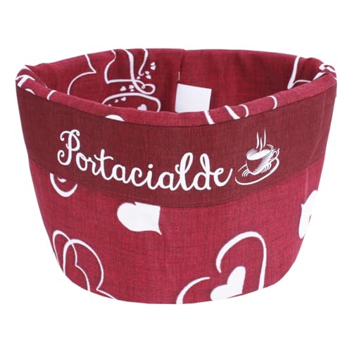 Portacialde Tessuto Cuore Contenitore Cialda Caffè Zucchero Centrotavola Cucina Porta Oggetti (Bordeaux)