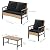 YITAHOME 4-Piece Patio Wicker Furniture Set with Wood Armrest, All Weather Rattan Conversation Furniture Sets for Backyard, Balcony, Deck w/Soft Cushions and Plastic Wood Table (Light Brown+Black)