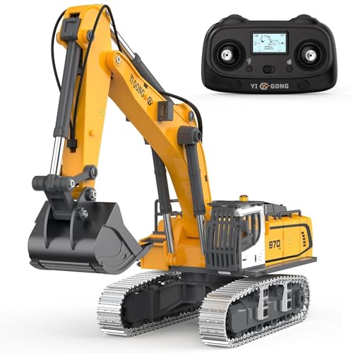 KidsFaves Pro-Grade Remote Control Excavator for Adult Metal Micro-Scale RC Construction Model with...