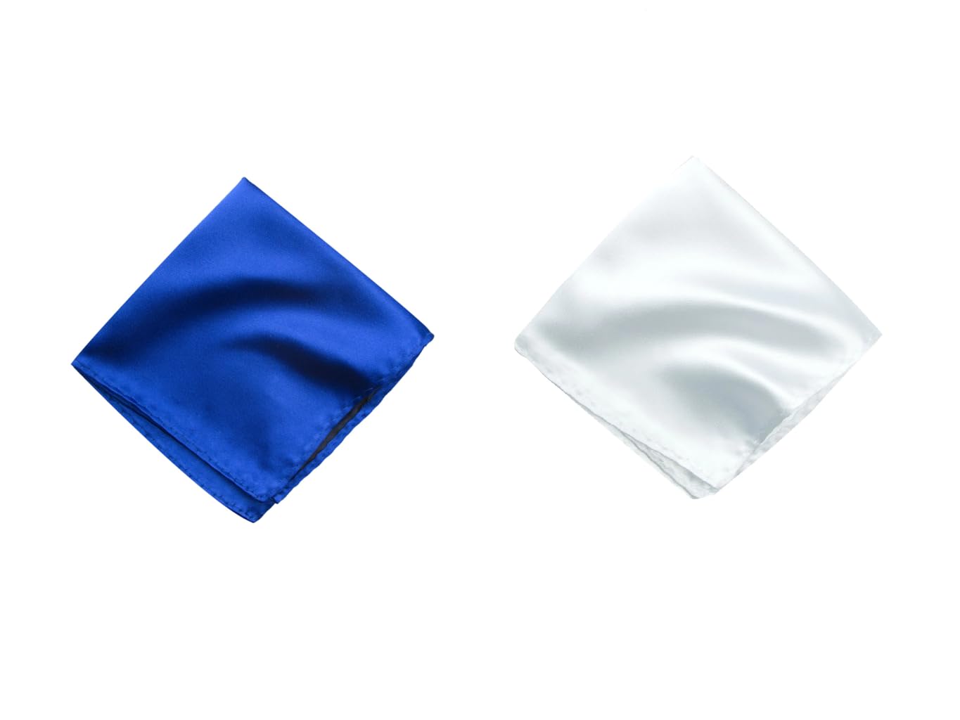 Men's Pocket Square Set – Royal Blue & White (Pack of 2) | 10x10 inch Satin Handkerchief for Suit, Blazer & Tuxedo-image-41