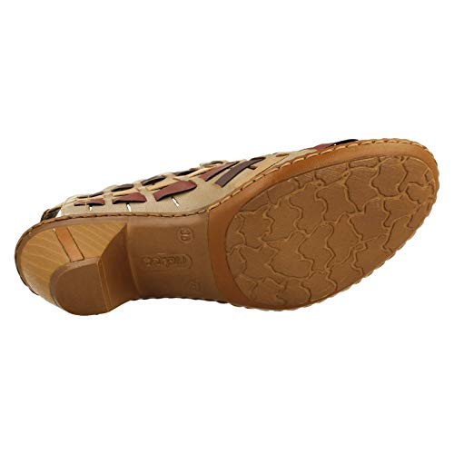 Image of Rieker 46778 Sina Women's Heels - Sling-Backs, Leather Upper, Hand-Woven Design, Anti-Stress Comfort, Flexible Sole, Secure Fit, and Timeless Everyday Style