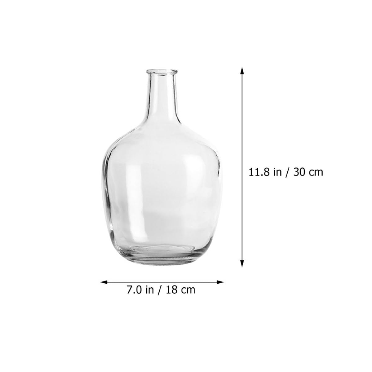 Jarrón de Vidrio Transparente Boca Pequeña Cuerpo Ancho para Flores
