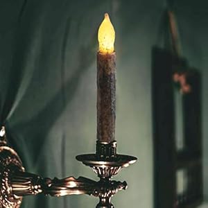 12 Packs Primitve Candles Battery OperatedElectric Flickering Taper Candles Hand Dipped Real Wax for Rustic Room Christmas Decoration
