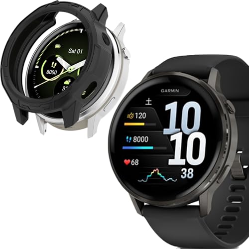 GARMIN(�K�[�~��) Venu 4 45mm �p �P�[�X �ی�J�o�[ �h�� �V�f�U�C�� 3D���p�G�b�W SpinoArmor �����^ PC�ގ� �S�ʕی� �����ȒP ���ϋv �ϏՌ� �����h�~ �u���b�N �Ή�GARMIN(�K�[�~��) Venu 4 45mm