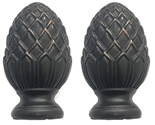 Image of Urbanest Set of 2 Pineapple Lamp Finials, 2-inch Tall, Distressed Black