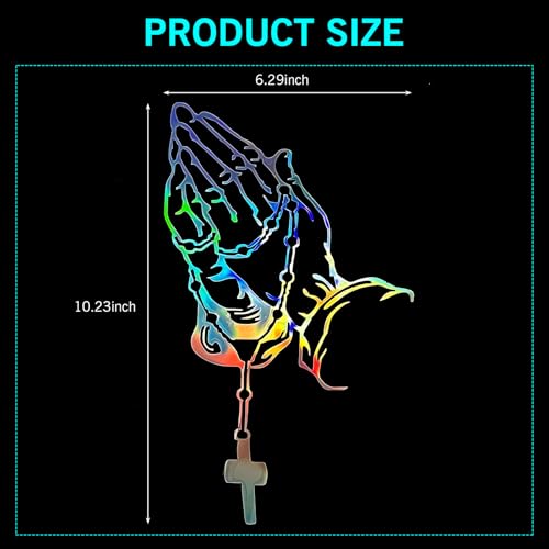 Image of 1 PC Praying Hand Decal Sticker, Premium Vehicle Decals, Praying Hands & Rosary Sticker - Car, Truck, Computer, Wall, Any Clean Smooth Surface - Vinyl Perfect for Bumper Stickers (Multicolour)