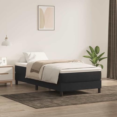 vidaXL Boxspringbett ohne Matratze Schwarz 80x210 cm Samt, Bett, Bettgestell, Einzelbett, Schlafzimmermöbel, Bettrahmen, Samtbett, Polsterbett – Bild 3