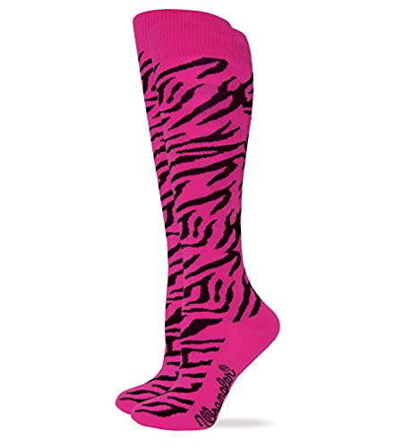 Wrangler Womens Zebra Print Socks, Fuchsia, Medium
