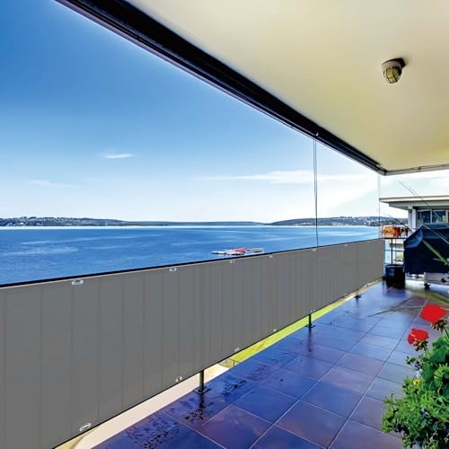 Cache vue balcon résistant aux intempéries en toile gris clair premium