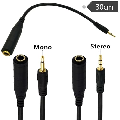 Cable de audio Jack 3.5mm a 6.35mm 0.3m miniatura 3