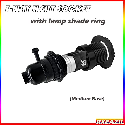 Rxeazil Ul Listed E26 Turn-Knob Lamp Socket Replacement, 3-Way Phenolic Threaded Medium Base Light Socket With Lamp Shade Ring For Table, Floor Lamp Repair Kit #TOP4