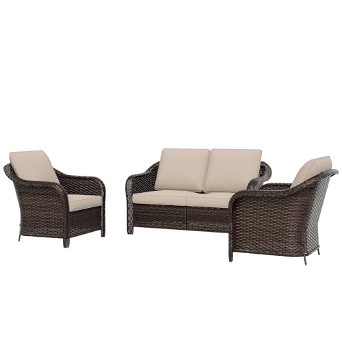 Qsoer 3-Piece Wicker Conversation Set