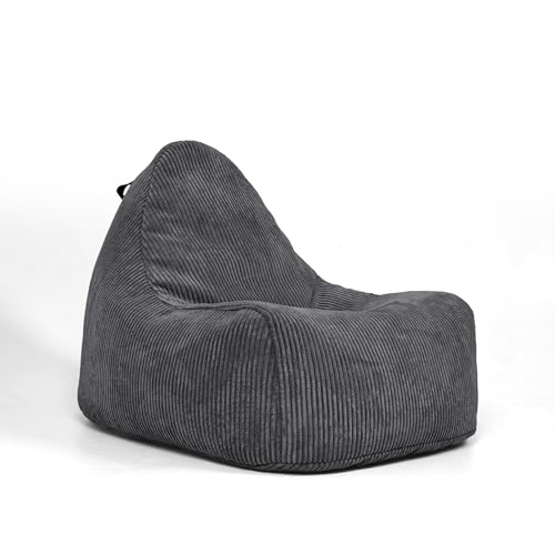 Nadimaideal Königessitzsack XXL aus Cord für Teenager & Erwachsene | Gaming Sitzsack 100 x 85 cm | Komfortabler Beanbag mit Hochwertiger Füllung EPS Perlen | Anthrazit
