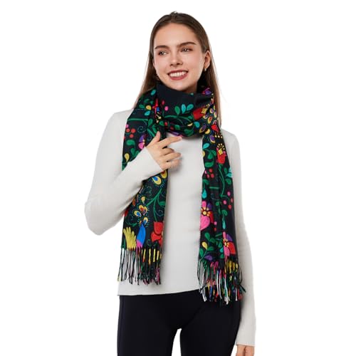 Pashmina Shawls and Wraps, Double-side pattern Long Scarf for Women, Perfect for Winter and Fall2