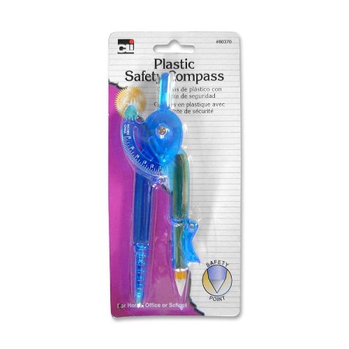 Charles Leonard Ball Bearing Compass with Golf Pencil, Metal with Safety Point, Up