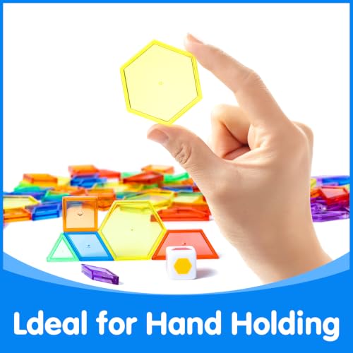 Image of 140 Pcs Translucent Pattern Blocks,Geometric Shapes,Light Table Accessories