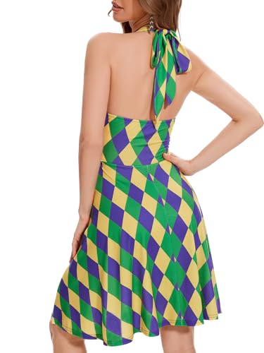 Image of Women's Summer Sundress- 2025 Sexy Halter Sleeveless Spring Boho Elastic Waist Ruffle Mini Dress