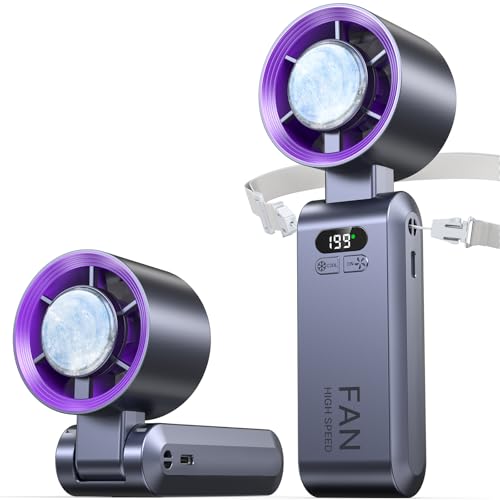 Kimguard Handheld Portable Turbo Fan with Ice Cooler, Speed (1-199) Rechargeable Personal Fan[20000...