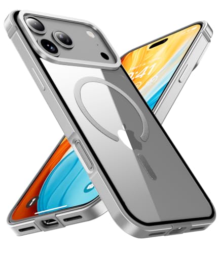 Vertmost Magnetic Slimfit for iPhone 18 Pro Case Clear,Metal Frame,Titanium