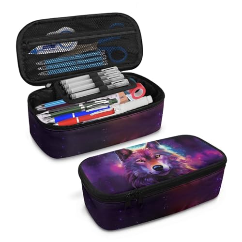Image of Starry Wolf Pencil Case for Boys Large Capacity Pencil Bag for 3-14 Years Kids Pencil Pouch for 3Rd 4Th Children Pencil Box for Girls Adults Women Make Up Bag for School Supplies