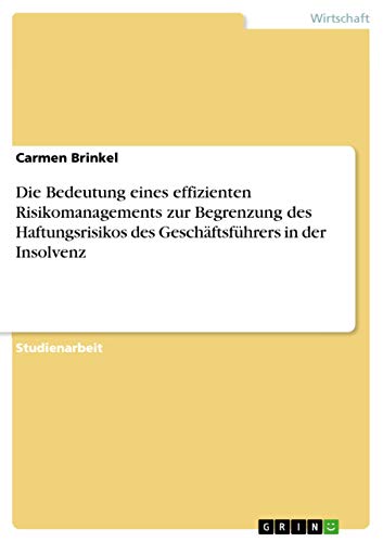 Die Bedeutung eines effizienten Risikomanagements zur Begrenzung des Haftungsrisikos des Geschäftsführers in der Insolvenz (German Edition)