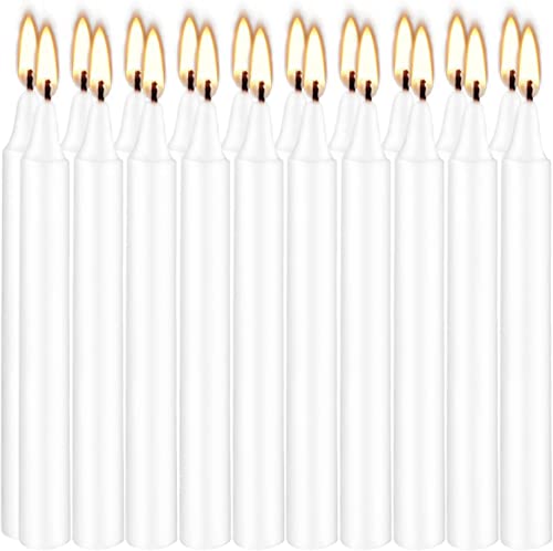 White Taper Candle 20 Bulk, Unscented Dripless Chimes Candle, H 4 Inch for Christmas/Home/Wedding,1.5 Hour