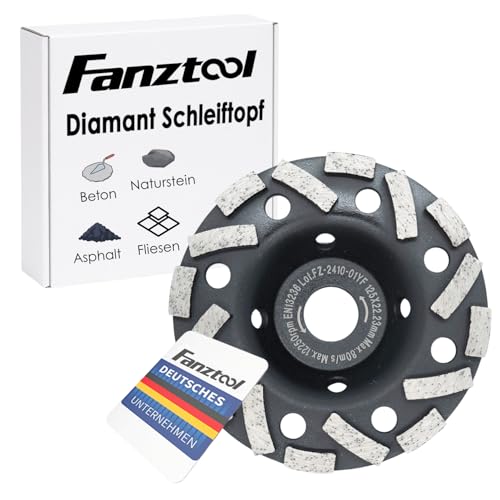 FANZTOOL Disque Diamant Poncage Beton 125mm Universel, Meule Diamant à Poncer Béton, Pierre, Granit, Asphalte, Plâtre, Chape, 2 Rangées de Segments...
