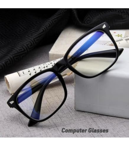 Image of Blue Light Blocking Computer Glasses for Men & Women, Square TR90 Lightweight Eyeglasses Frame, Anti Eye Strain UV Protection, Clear Lens for Gaming Office Reading