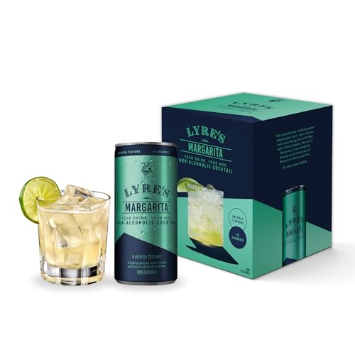 Lyre’s Non Alcoholic Margarita, Award-Winning Alcohol Free Margarita Cans, Ready-to-Drink Mocktail Made in the USA with Premium Zero Proof Tequila, 50 Calories Per Can, 4-Pack (8.45 Fl Oz x 4)