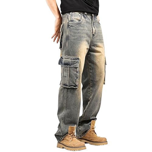 Mens Baggy Jeans Wide Leg Jeans Men Mens Loose Fit Jean Cargo Jean for Men Men's Casual Loose Hip Hop Denim Pants