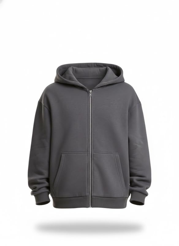 koverify Solid Cotton Blend Oversized Fit Zipper Hoodie for Men/Women & Boys/Girls-picture-23