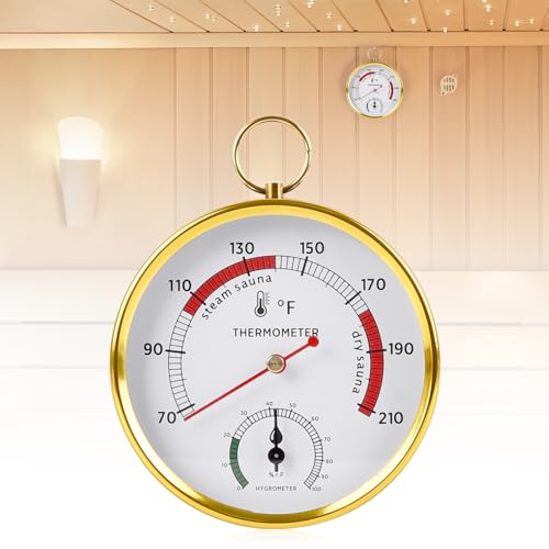 Thermomètre de sauna 2 en 1 Fahrenheit et hygromètre à montage mural - Jauge de température de sauna - Accessoires pour sauna à vapeur, chambre, bureau à domicile